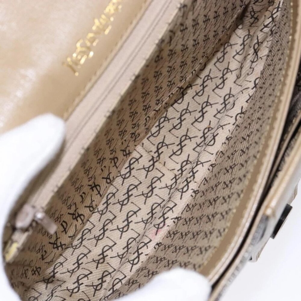SAINT LAURENT Shoulder Bag PVC Leather Beige Gray Auth bs28744 - Picture 13 of 16